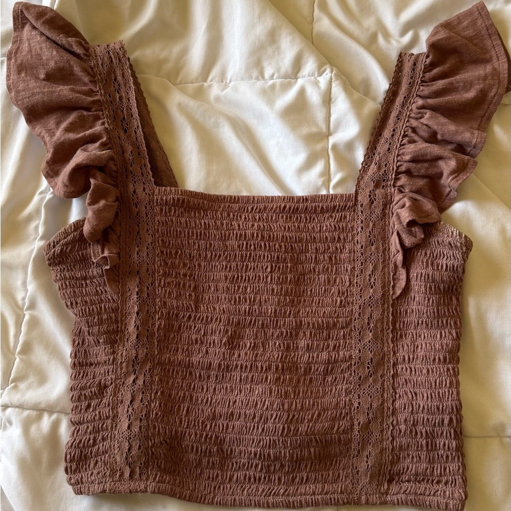 SO Textured Knit Top in Brown